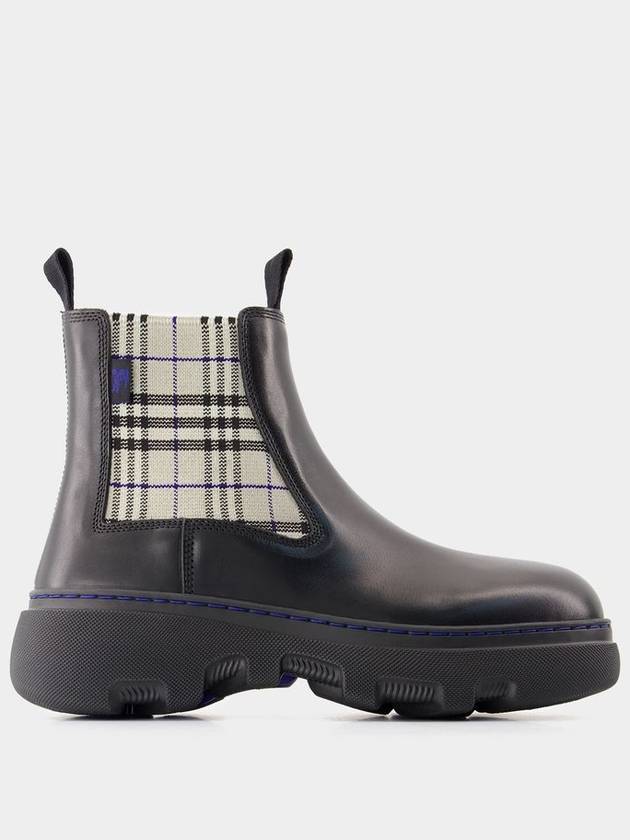 Burberry Creeper Low Leather Chelsea Boots Black Lichen