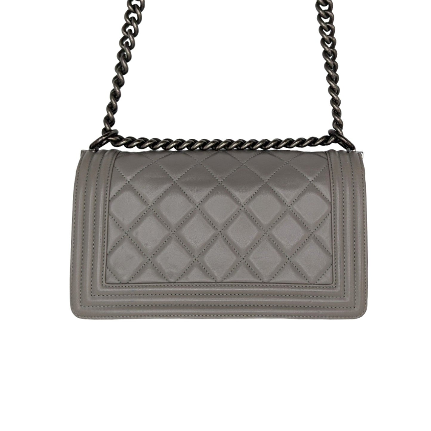 Chanel bag Gray Quilted Calfskin Medium Boy Bag