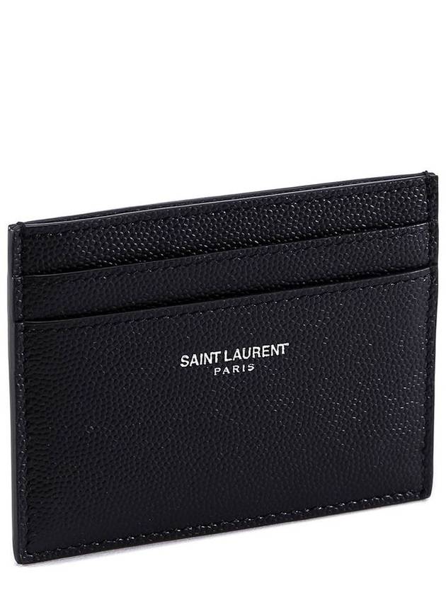 Saint Laurent Embossed Leather Card Wallet Black
