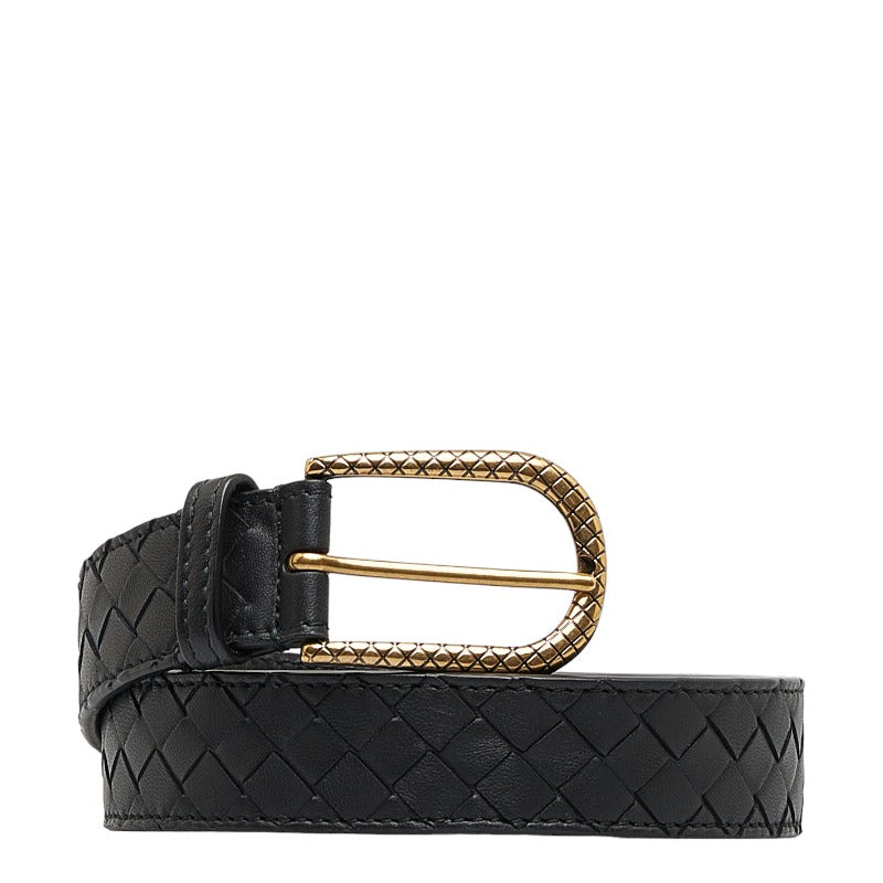 Bottega Veneta Intrecciato Mens Belt in Leather Black 85/34