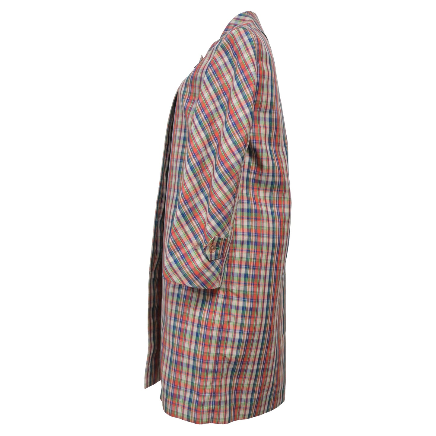 Burberry Checkered Long Coat in Multicolor Silk