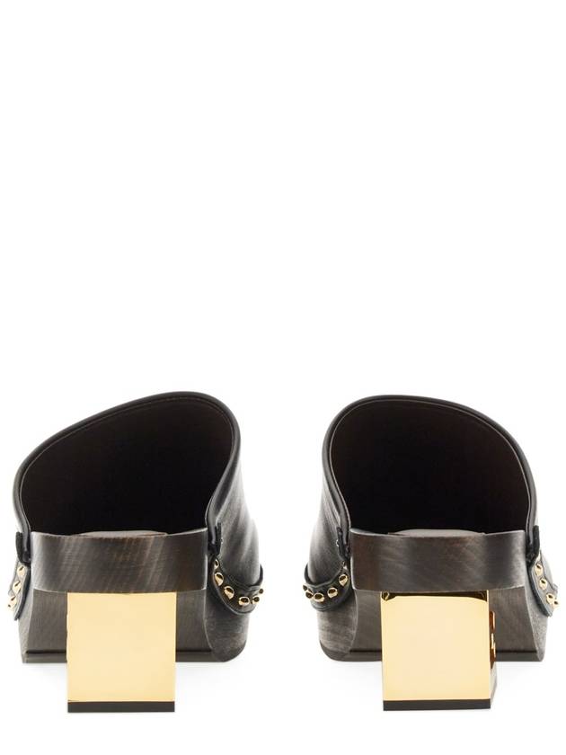 Fendi Baguette Show Leather Clog Mule Black