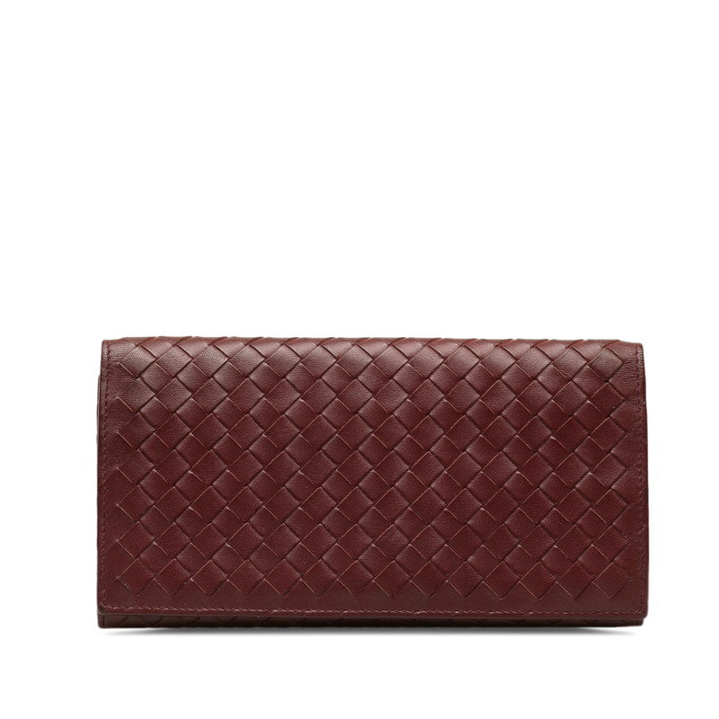 Bottega Veneta Long Fold Wallet Bordeaux Leather Ladies