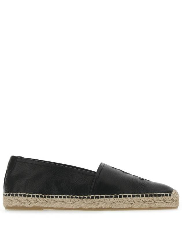 Saint Laurent Monogram Leather Espadrilles Black
