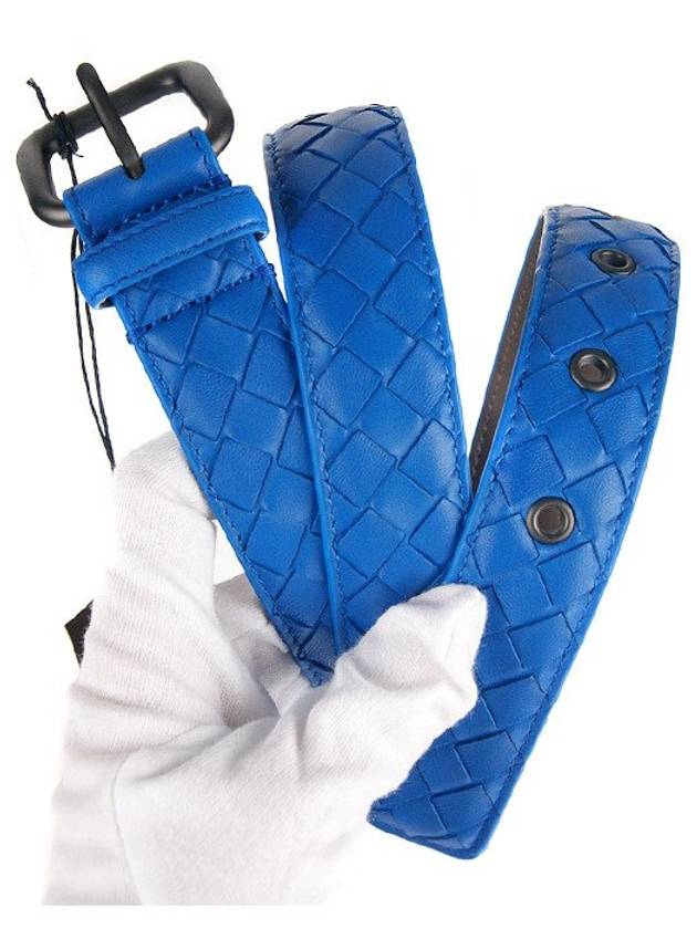 Bottega Veneta Intrecciato Nappa Leather Belt Blue