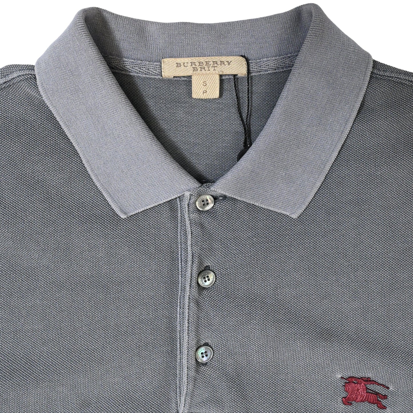 Burberry Brit Collar Short Sleeve Polo Shirt in Grey Cotton