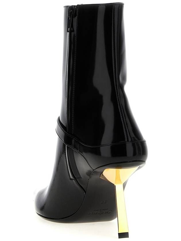 Saint Laurent Lee Glazed Leather Ankle Boots Black
