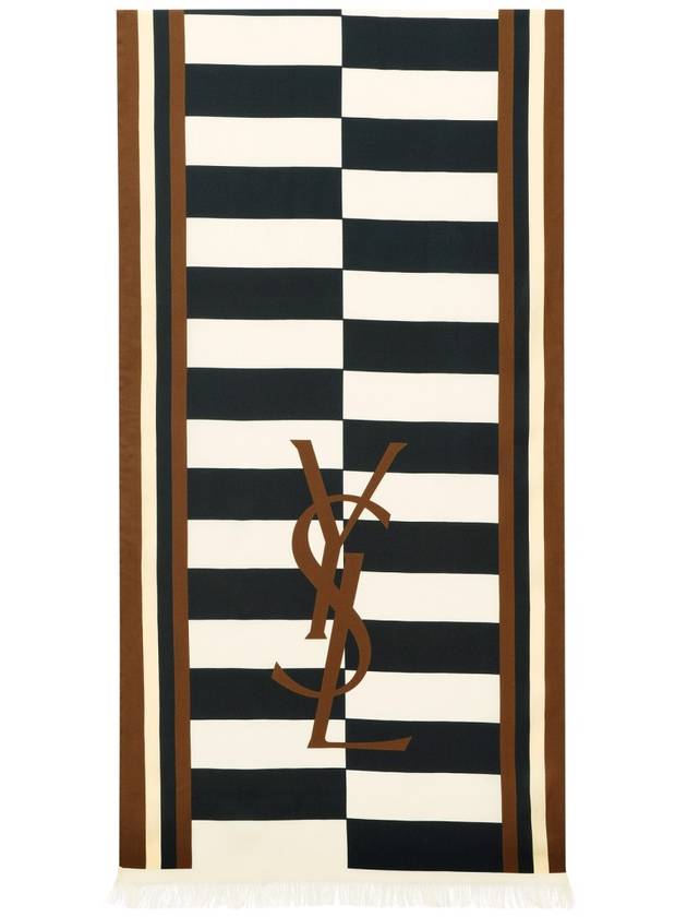 Saint Laurent graphic print muffler white