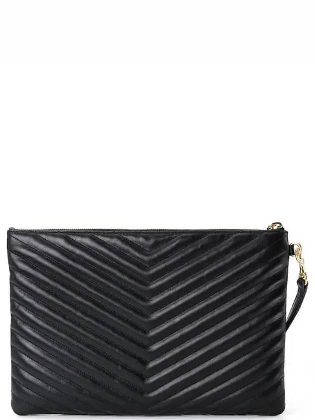 Saint Laurent Gold Monogram Matelasse Clutch Bag Black