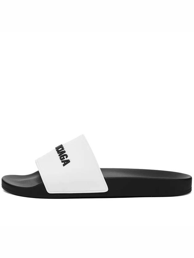 Balenciaga Embossed Logo Band Slippers White Black