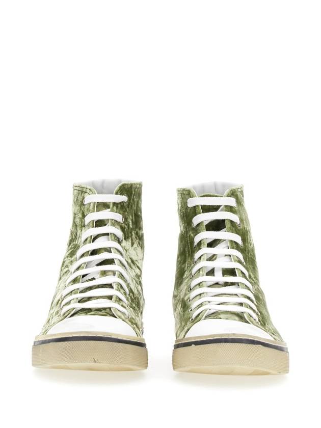 Saint Laurent Malibu Velvet High Top Sneakers Green