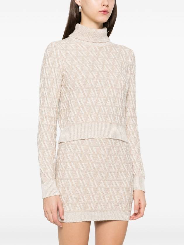 Fendi Turtleneck Knit Top Beige