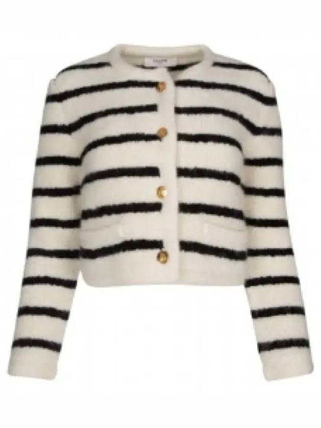 CELINE Stripe Cropped Cardigan Black Ecru