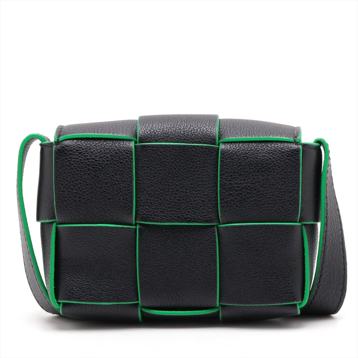 Bottega Veneta Mini Set Leather Shoulder Bag Black X Green