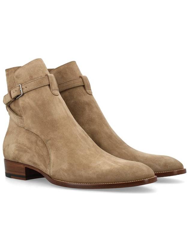 Saint Laurent Men's Jodhpur Suede Ankle Boots Tobacco Beige