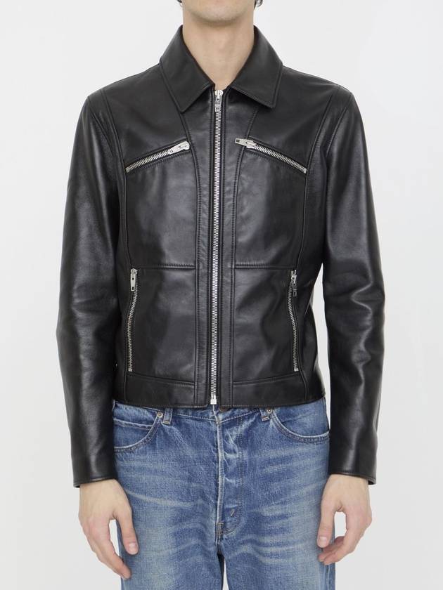 CELINE Leather Blouson Jacket Black