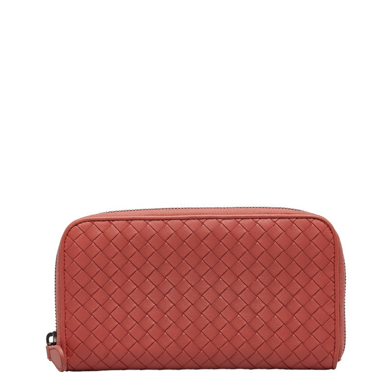 Bottega Veneta Long Zip Wallet Pink Leather Ladies