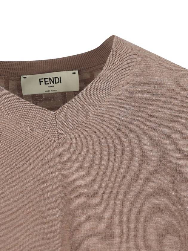 Fendi V-Neck Double Fabric Sweater Grey