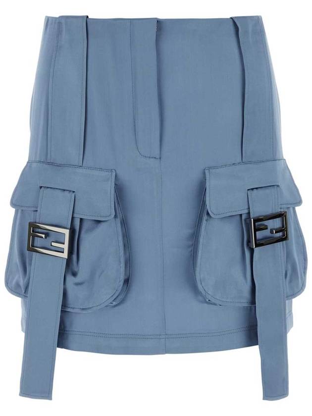 Fendi Women's Satin H-Line Skirt Blue