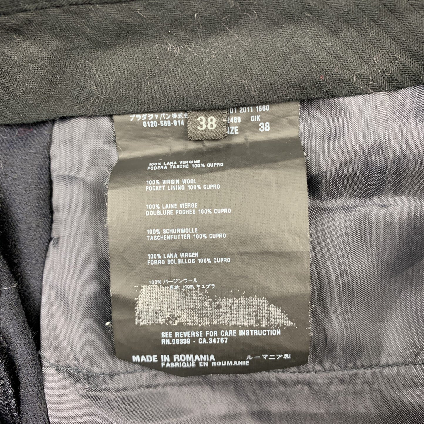 PRADA Size 2 Navy Virgin Wool Dress Pants