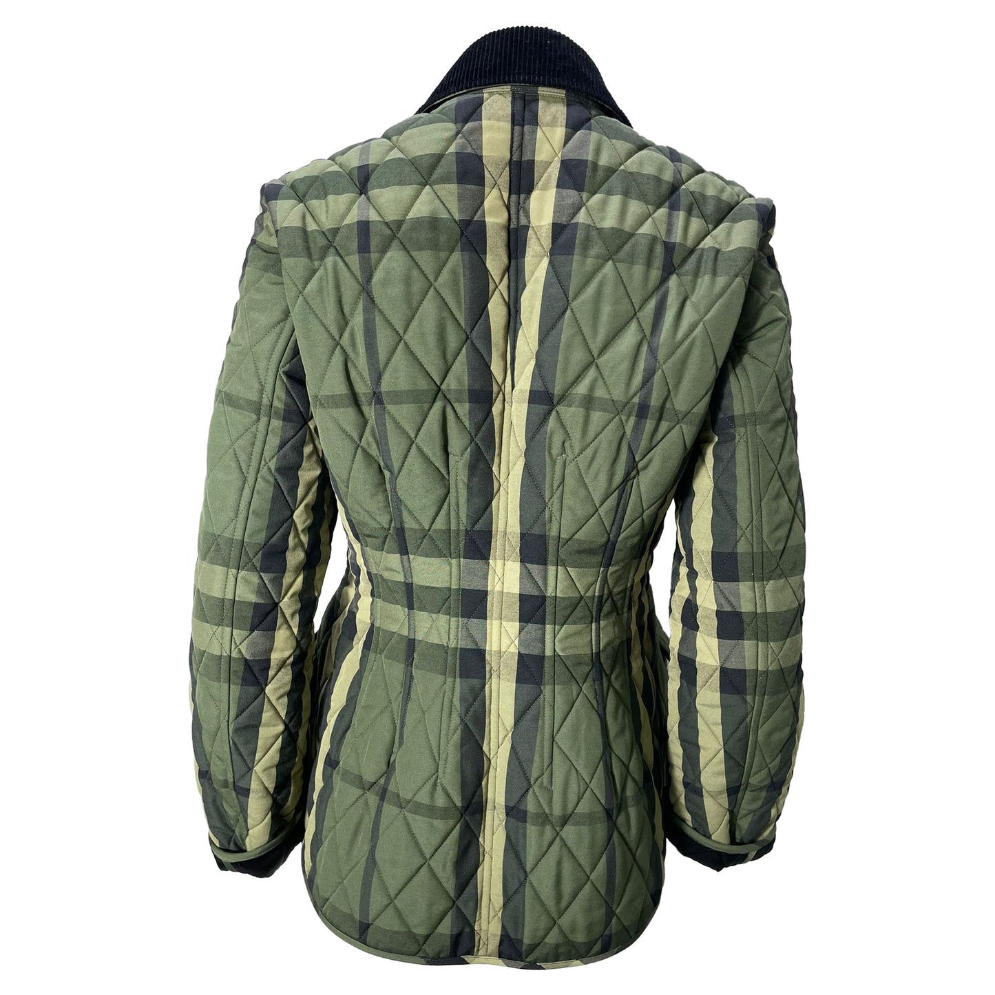 Burberry Check Diamond Quilted Jacket in Green Polyester