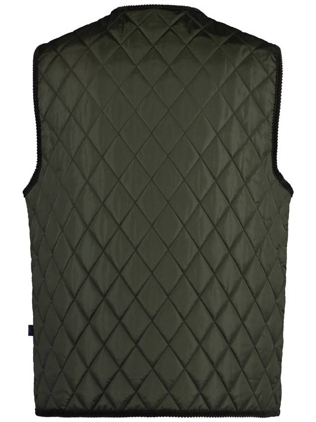 Burberry V neck quilted vest green