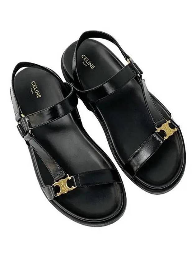 CELINE Maud Calfskin Triomphe Sandals Black