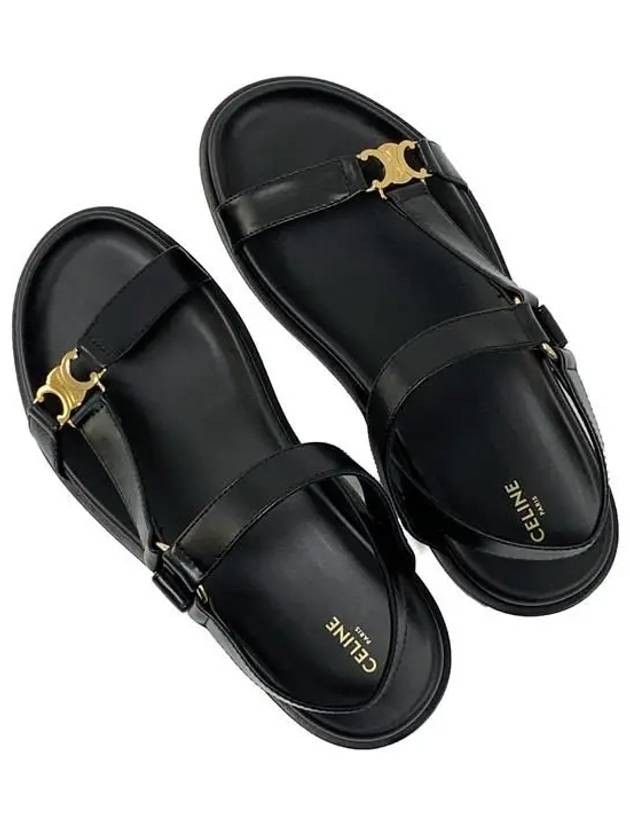 CELINE Maud Calfskin Triomphe Sandals Black