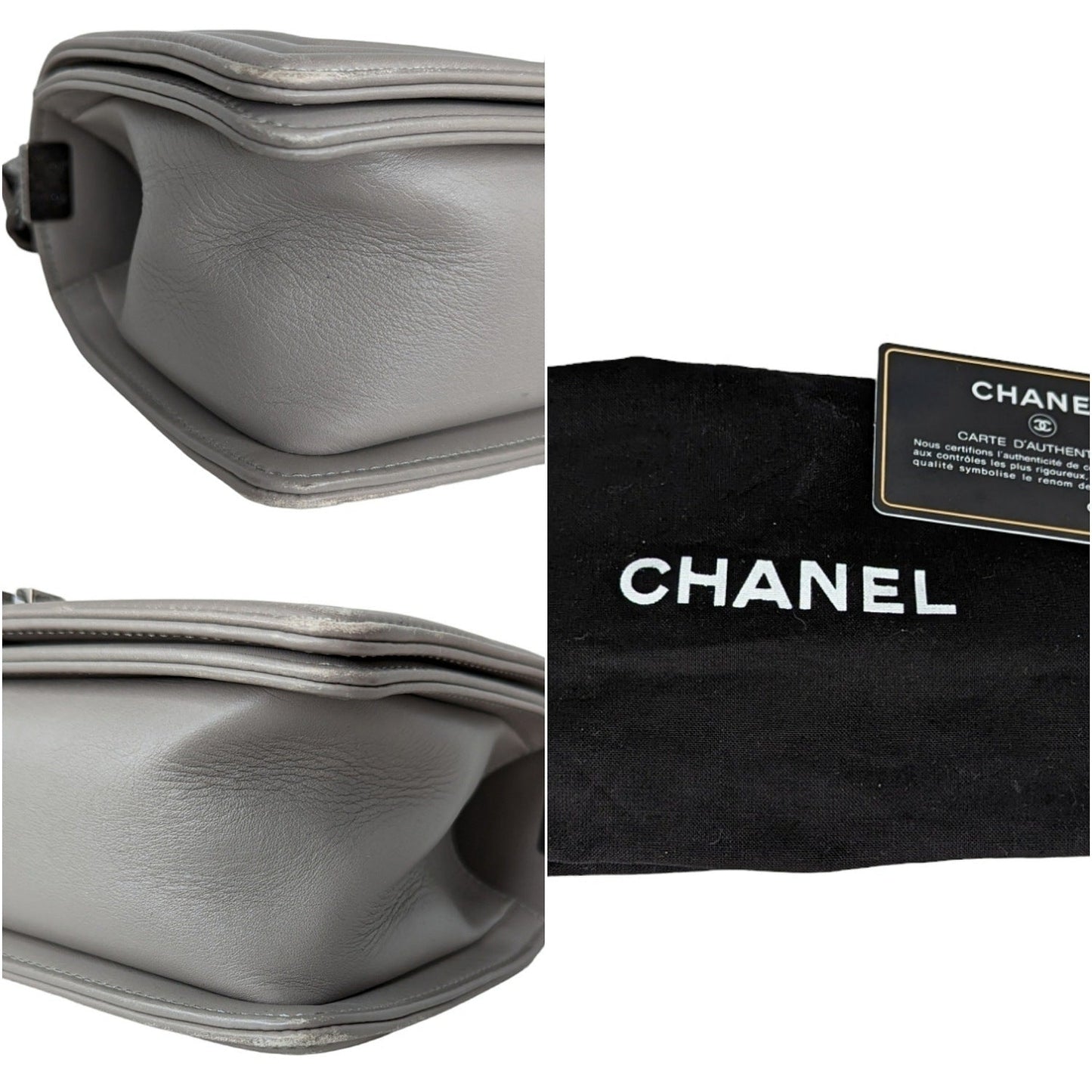 Chanel bag Gray Quilted Calfskin Medium Boy Bag