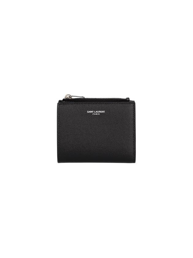 Saint Laurent Grain de Poudre Embossed Leather Zipper Card Wallet Black