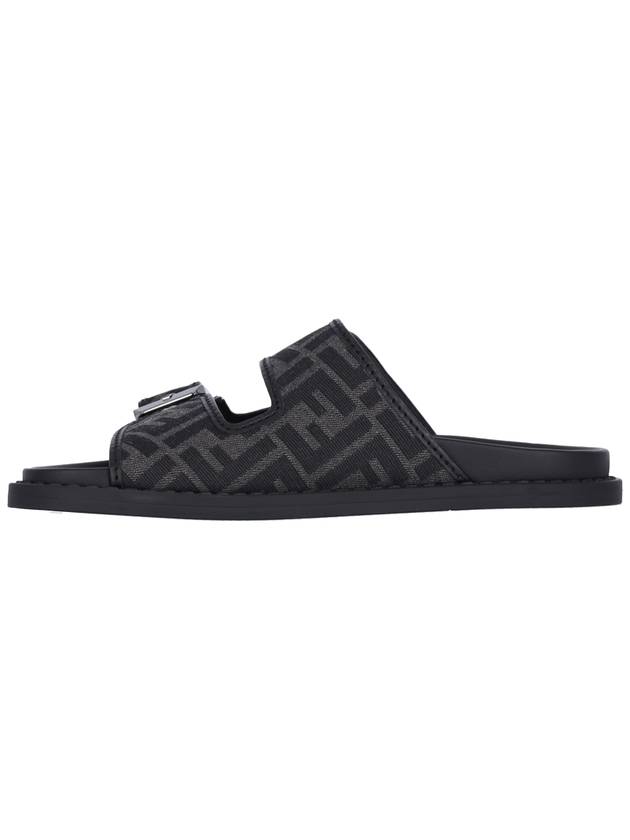 Fendi Men's Peel Jacquard Fabric Sandals Black