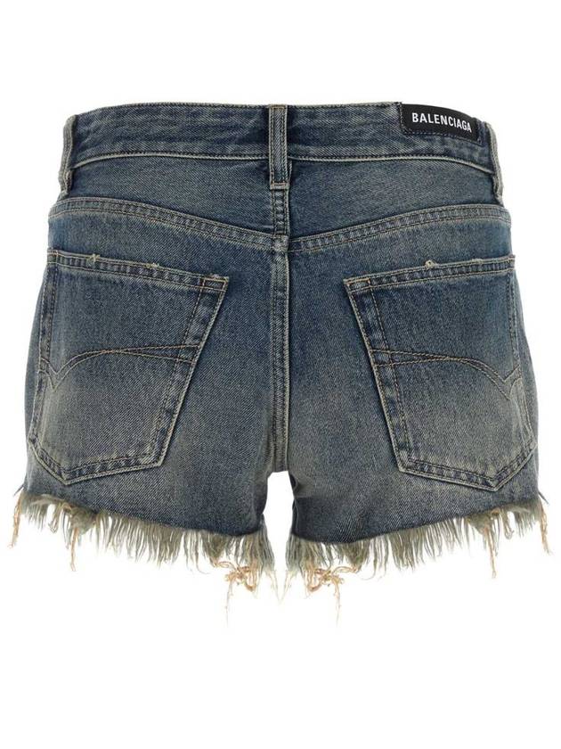 Balenciaga Back logo patch denim shorts blue