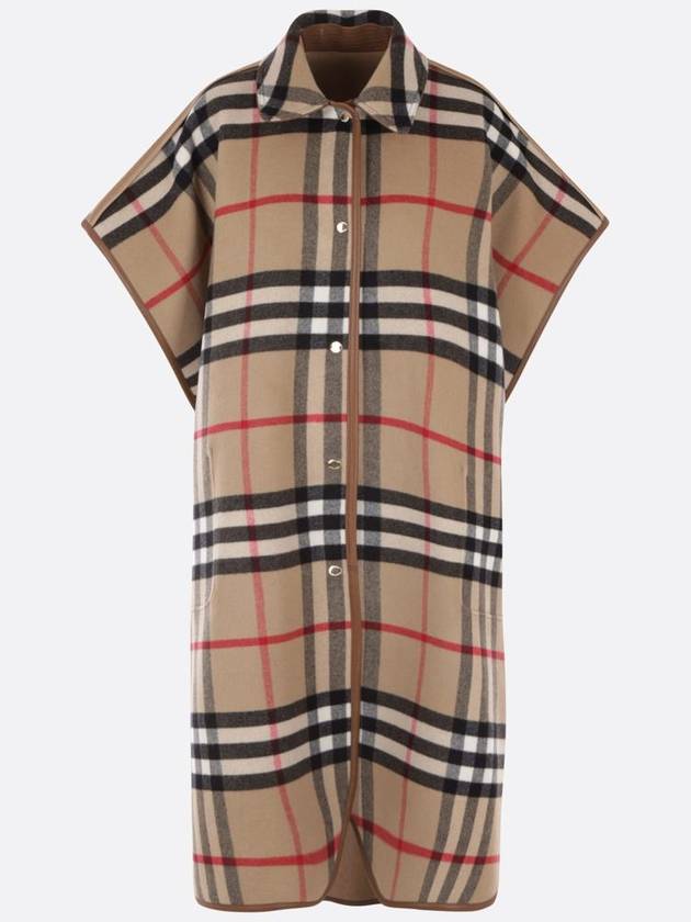 Burberry Check Reversible Wool Cape Archive Beige
