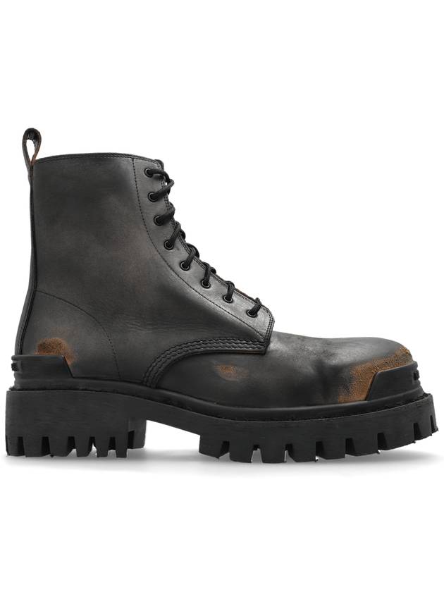 Balenciaga Strike Lace-Up Ankle Boots Brown Black