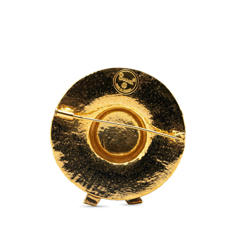 Chanel Straw Hat Motif Brooch Gold