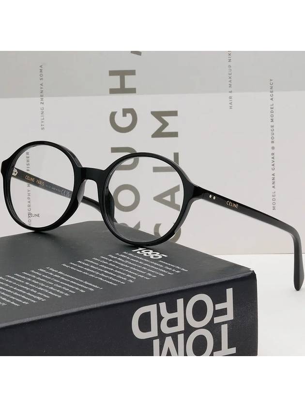 CELINE Eyewear Logo Round Eyeglasses Shiny Black