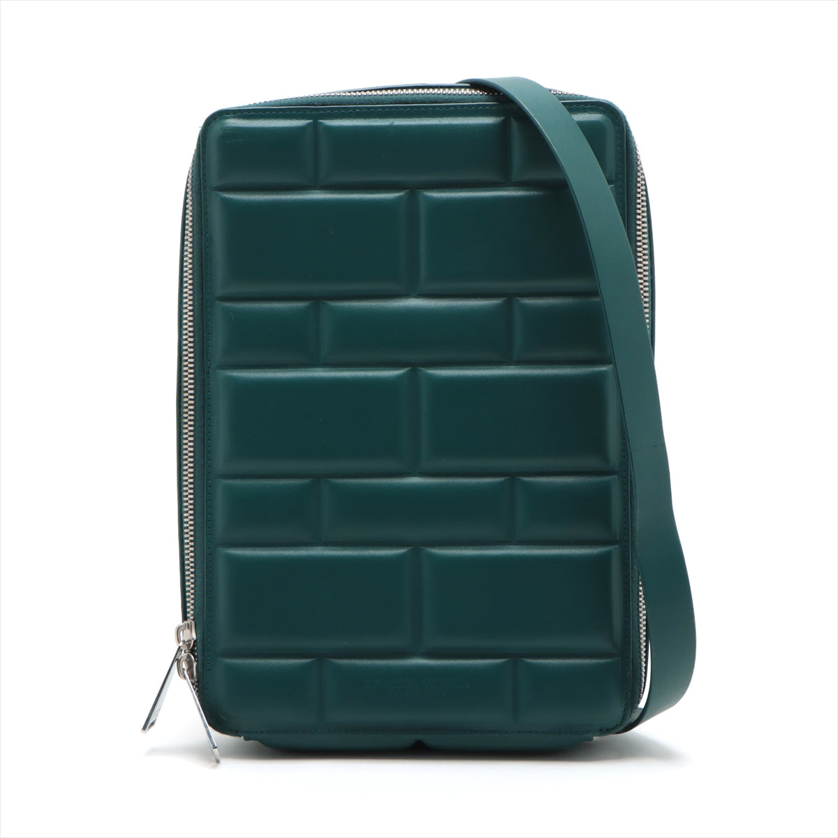 Bottega Veneta Block Leather Shoulder Bag Blue Green