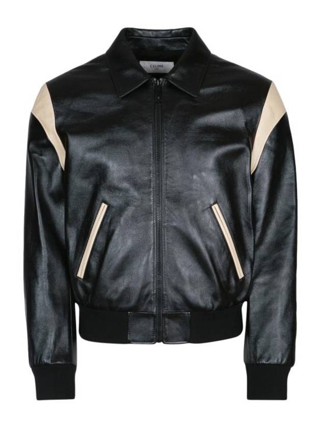 CELINE Teddy Lambskin Jacket Cream Black