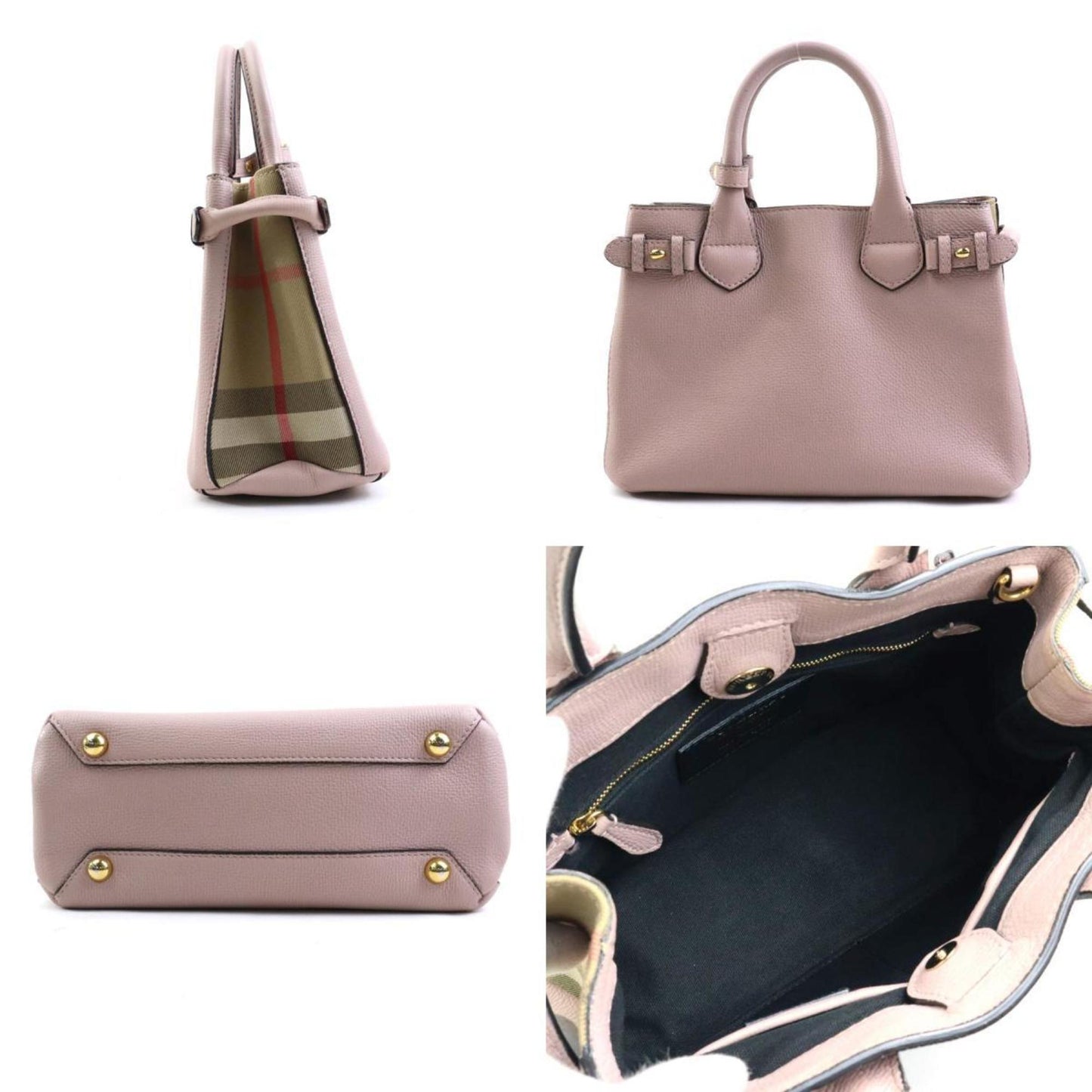 Burberry pink Leather Canvas Handbag Shoulder Bag ()