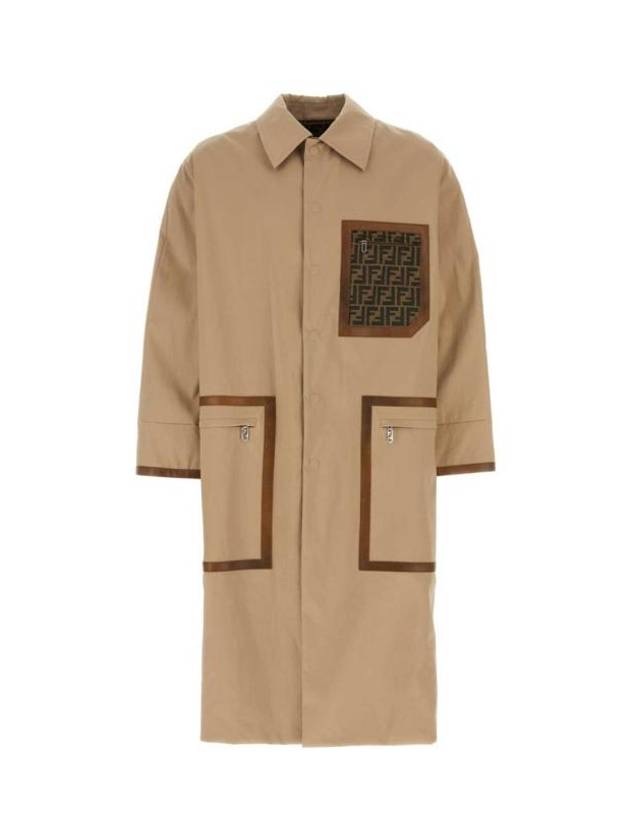 Fendi FF Logo Jacquard Reversible Trench Coat Beige