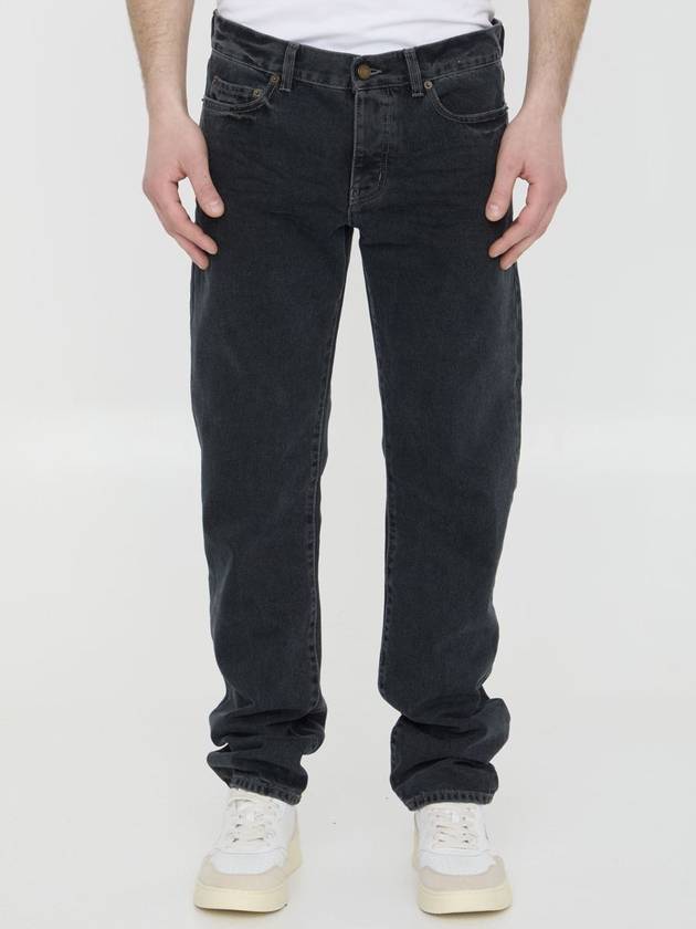 Saint Laurent Classic Slim Cut Cotton Straight Jeans Black