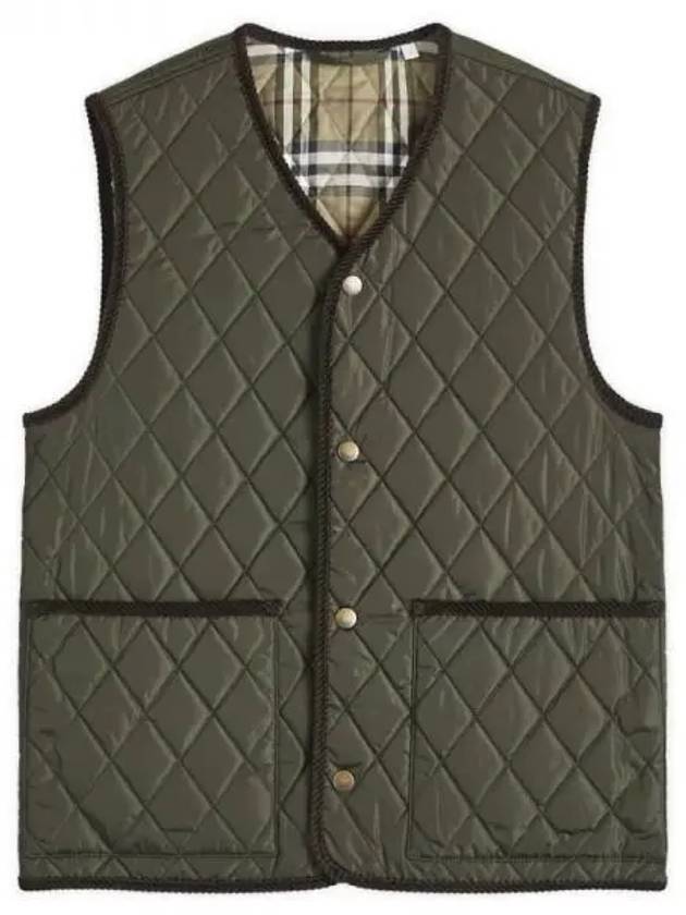 Burberry V neck quilted vest green