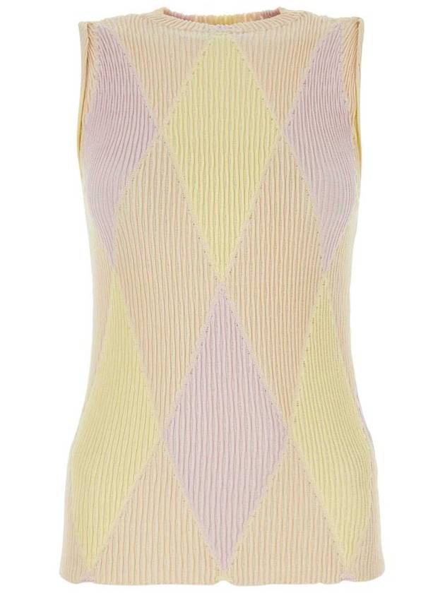 Burberry crew neck argyle intarsia knit top