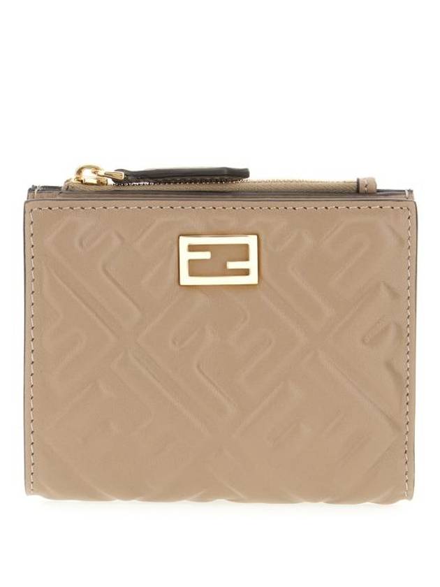 Fendi Slim Baguette FF Motif Nappa Leather Half Wallet Dove Grey