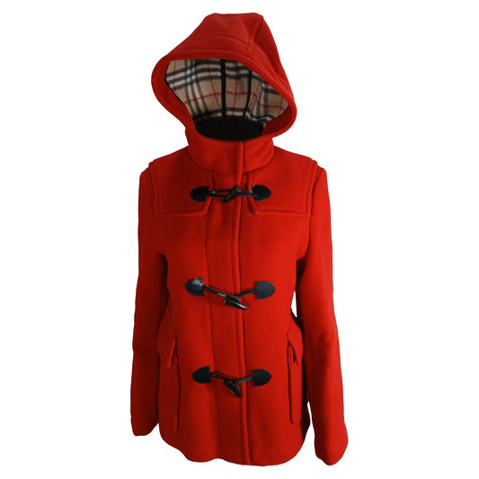 Burberry Duffle Coat in Red Wool