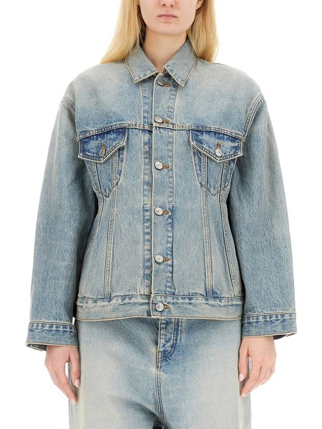 Balenciaga Hourglass Denim Jacket Light Blue