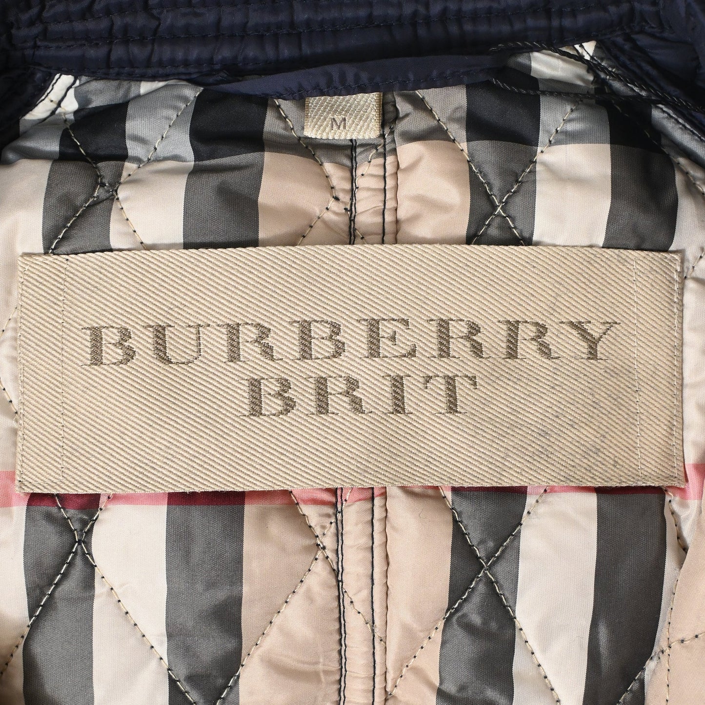 Burberry Belted Hooded Down Coat in Navy Blue Nylon