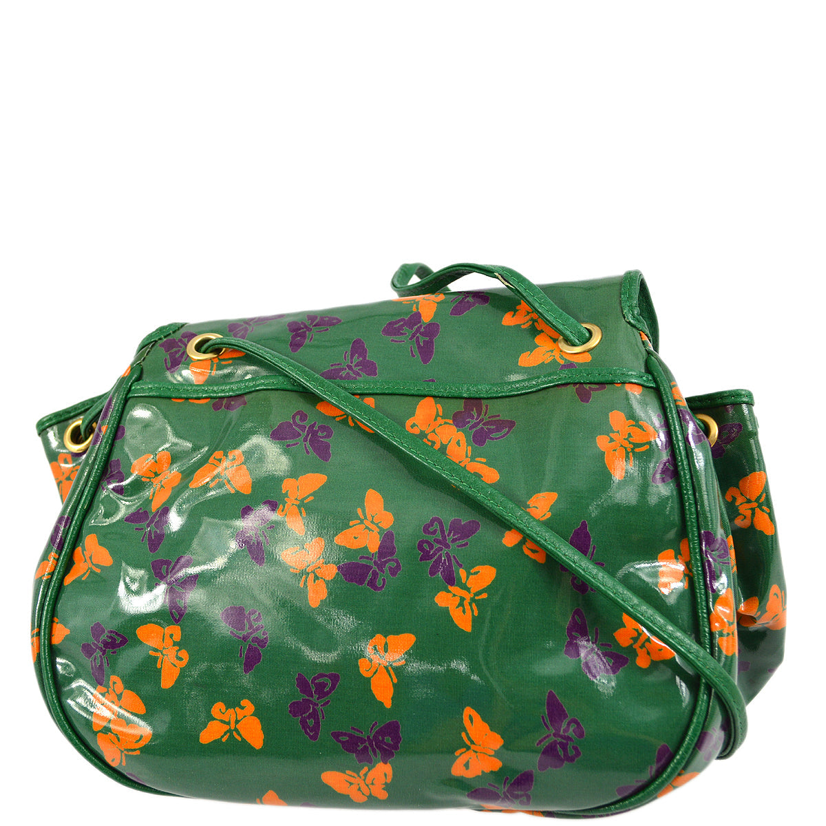 Bottega Veneta Green Vinyl Butterfly Shoulder Bag