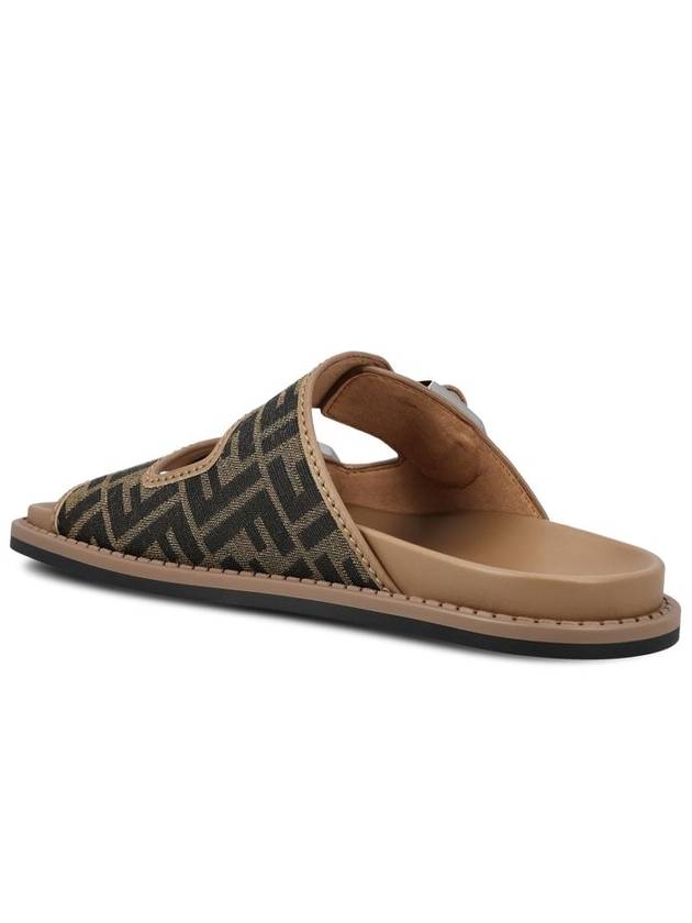 Fendi Men's Peel Jacquard Fabric Sandals Brown