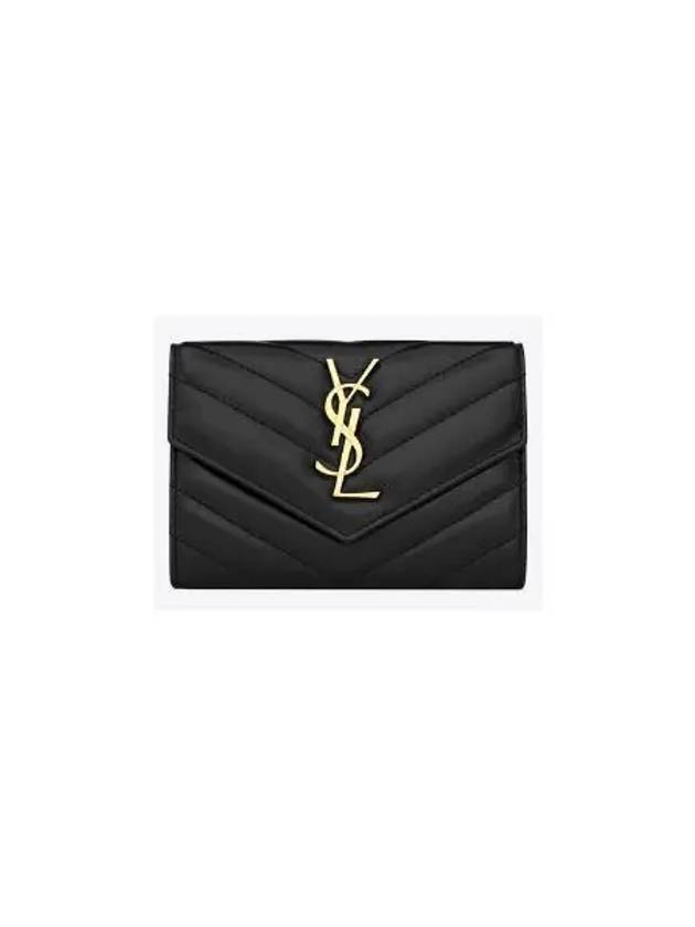 Saint Laurent Cassandre Matelasse Small Lambskin Card Wallet Black